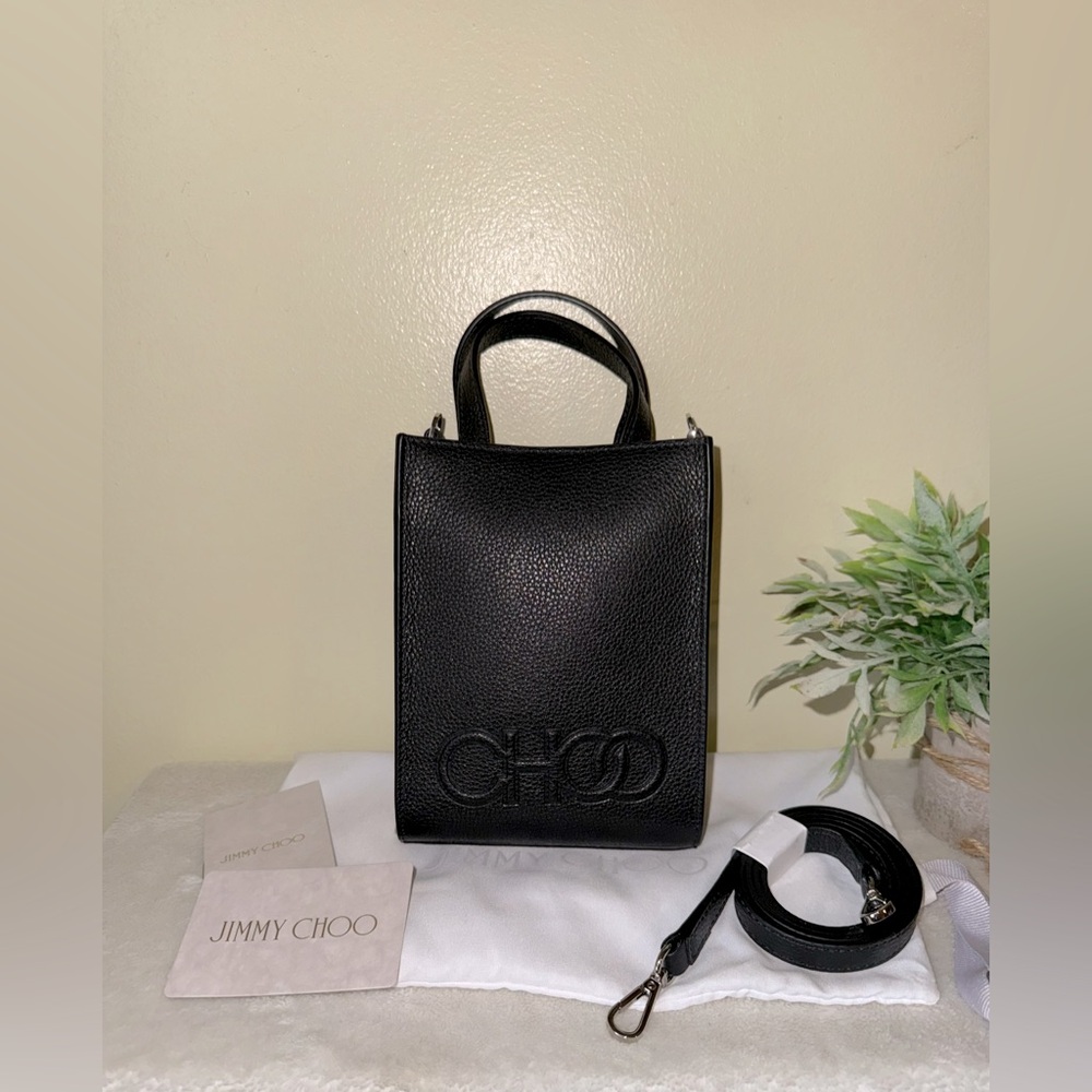 JIMMY CHOO Pebbled Leather Mini Tote w/COA
